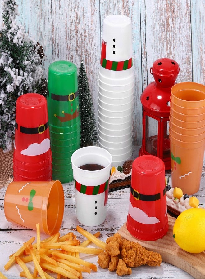Kochorie 60 Pieces Christmas Plastic Party Cups 16 Ounces Christmas Plastic Tumblers Disposable Holiday Stadium Cups Santa's Belt Plastic Tumblers Assorted Styles for Christmas Party Supplies - Image 4